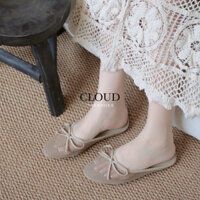 Giày bít mũi lưới đính nơ dáng bệt