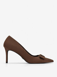 Giày bít mũi nhọn đính nơ trang trí - BMN 0728 - Màu nâu đậm