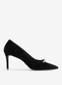 Giày bít mũi velvet đính đá trang trí - BMN 0751 - Màu đen