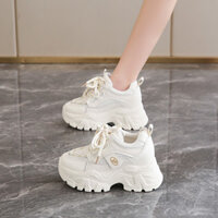 Giày bố tăng chiều cao lưới đôi phong cách Hàn Quốc cho phụ nữ mùa thu 8923, giày nữ cỡ lớn