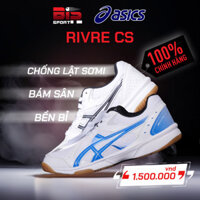 Giày Bóng Bàn Cầu Lông Asics Rivre CS Chính Hãng - Trắng Xanh - Chống Lật, Bám Sân, Bền Bỉ