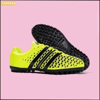 Giày Bóng Đá 3 Sọc ACE 16.3 Xanh Chuối, Xám, Trắng Vạch Đen TF, Đế Đẹp Bám Sân, Ôm Form