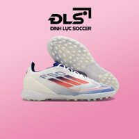 Giày Bóng Đá Adidas F50 Elite Trắng Xanh Vạch Đỏ Euro Lưỡi Gà Cố Định TF
