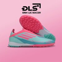 Giày Bóng Đá Adidas F50 Elite Laceless MESSI MIAMI Xanh Ngọc Vạch Hồng Không Dây TF