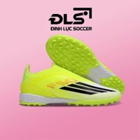 Giày Bóng Đá Adidas F50 Elite Laceless Xanh Chuối Vạch Đen Không Dây TF