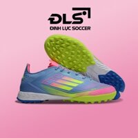 Giày Bóng Đá Adidas F50 Elite Xanh Biển Vạch Chuối Hồng Lưỡi Gà Cố Định TF