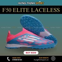 Giày Bóng Đá Adidas F50 Elite Laceless Xanh Biển Hồng Không Dây TF