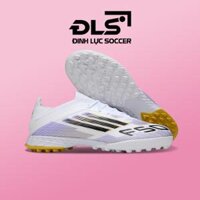 Giày Bóng Đá Adidas F50+ Trắng Tím Vạch Đen Lưỡi Gà Liền TF