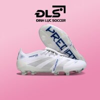 Giày Bóng Đá Adidas Predator 25 Elite Tongue Trắng Vạch Bạc Gai Xanh HQ FG