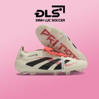 Giày Bóng Đá Adidas Predator 25 Elite Tongue Trắng Ngà Vạch Đen HQ FG