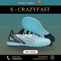 Giày Bóng Đá Adidas X Crazyfast.1 Messi Bạc Vạch Xanh HQ TF