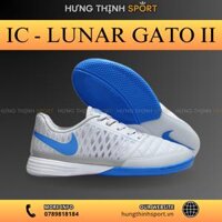 Giày Bóng Đá Nike Lunar Gato II Trắng Vạch Xanh Dương IC