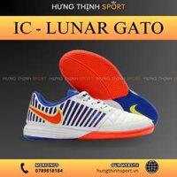 Giày Bóng Đá Nike Lunar Gato Trắng Xanh Vạch Cam IC
