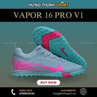Giày Bóng Đá Nike Mercurial Vapor 16 Pro 2025 V1 Xanh Xám Vạch Hồng Cổ Lửng TF