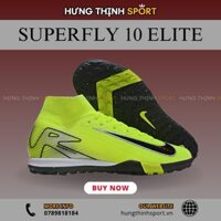 Giày Bóng Đá Nike Mercurial Superfly 10 Elite Xanh Chuối Vạch Đen Cổ Cao TF