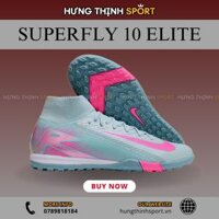 Giày Bóng Đá Nike Mercurial Superfly 10 Elite Xám Xanh Vạch Hồng Cổ Cao TF