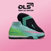 Giày Bóng Đá Nike Mercurial Superfly 10 Elite Cosmic Speed Xanh Ngọc Vạch Hồng Cổ Cao TF