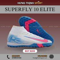 Giày Bóng Đá Nike Mercurial Superfly 10 Elite Trắng Xanh Vạch Hồng Cổ Cao TF