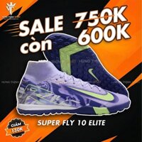 Giày Bóng Đá Nike Mercurial Superfly 10 Elite Tím Vạch Xanh Lá Cổ Cao TF