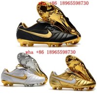 Giày Bóng Đá nike tiempo legend 7 r10 elite fg Cao Đến Mắt Cá Chân Màu Trắng Đen Vàng