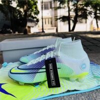 Giày bóng đá Nike2023 Mercurial001 Vapor XIV Elite FG Society Cristiano Ronaldo Tecis Giày bốt futsal nam có sẵn Phong cách mới nguyên bản Hightop Trắng xanh Đen