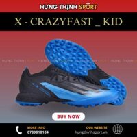 Giày Bóng Đá Trẻ Em Adidas X Crazyfast.1 Bugatti Đen Đế Xanh Biển TF