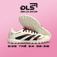 Giày Bóng Đá Trẻ Em Adidas Predator 25 Elite Tongue Trắng Ngà Vạch Đen HQ TF