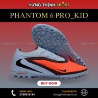 Giày Bóng Đá Trẻ Em Nike Phantom 6 Pro Đỏ Xám Cổ Lửng TF