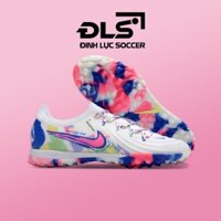 Giày Bóng Đá Trẻ Em Nike Phantom GX 2 Elite Trắng Vạch Xanh Hồng 7 Màu Đế Cầu Vồng Cổ Lửng TF