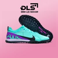 Giày Bóng Đá Trẻ Em Nike Mercurial Vapor 15 Pro Xanh Ngọc Gót Tím Cổ Lửng TF