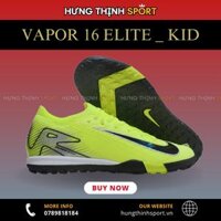 Giày Bóng Đá Trẻ Em Nike Mercurial Vapor 16 Elite Xanh Chuối Vạch Đen Cổ Lửng TF