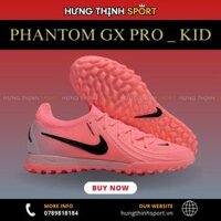 Giày Bóng Đá Trẻ Em Nike Phantom GX2 Pro Euro 24 Hồng Vạch Đen TF