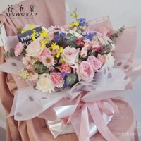 Giấy bông hoa mới có lót kẹo bông, giấy chấm tròn, giấy bông bên trong, giấy gói quà hoa cho người bán hoa