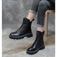 Giày boot cao cổ da có khóa kéo giúp Tháo - Xỏ giày siêu nhanh. Giày cao cổ nữ da PU siêu bền và đẹp