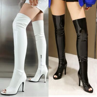 Giày boot cổ cao ôm chân hở mũi gót nhọn 9,5cm BNCC38