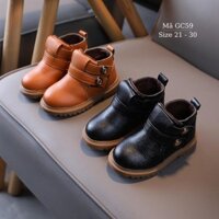 Giày boot cổ cao tre em boots cho bé trai 1 - 5 tuổi da mềm thời trang 2 màu nâu đen phong cách Hàn Quốc GC59