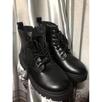 GIÀY BOOT CỔ THẤP ULZZANG KÉO KHÓA  NỮ ĐEN