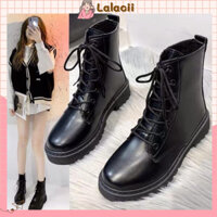 Giày boot da cao cổ Martin dáng ôm chân , phong cách Hàn Quốc
