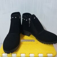 Giày boot da lộn, khoá cổ ngắn