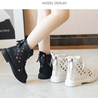 Giầy boot đục lỗ thoáng khí chống trượt cho bé gái từ 4 đến 12 tuổi (88) Richkidsstore2021