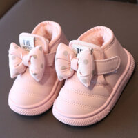 giày boot lót lông cổ nơ cho bé gái dễ thương (giày dép trẻ em)