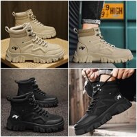Giày Boot Nam Cổ Cao PV Đế Cao Mẫu Mới 2 Màu Đen Và Cát Quân Đội GN478