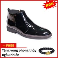 Giày Boot Nam Cổ Khóa Da Bóng Trẻ Trung Tặng Vòng Phong Thủy - CB521-BONGKHOA-tongkhosi159