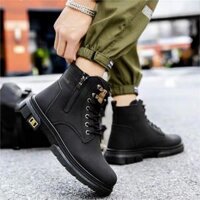 Giày Boot Nam MWC 8048 - Giày Boot Nam Chất Liệu Da Phối Khoá Kéo Năng Động