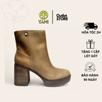 Giày Boot Nữ Big Size, Boot Da Nữ Cổ Cao Gót Vuông 12 Phân Có Đúp Size 40 - 42, Bốt Nữ Hàng Hiệu Xuất Dư - YAMI
