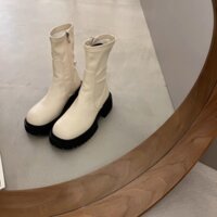 Giày boot nữ cao cổ đế đinh cao khoá kéo cạnh sườn phong cách Hàn Quốc