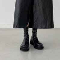 Giày boot nữ cao cổ khoá kéo đế cao 6cm cá tính