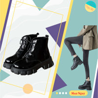 Giày Boot Nữ Chiến Binh Đế Đinh Cổ Lửng Chất Da, Bốt Nữ Martin phong cách Hàn Quốc cá tính mẫu mới