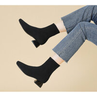 Giày Boot Nữ Cổ Thấp Chất Nỉ Co Giãn Big Size_ Hàng Có Sẵn (Size 40➡️43)