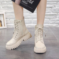 Giày boot nữ cột dây cổ ngắn đế thấp, chống trượt gót 4cm cho style TRẺ TRUNG- HIỆN ĐẠI- XINH XẮN GBN32 Siêu Thị Mua Sắm